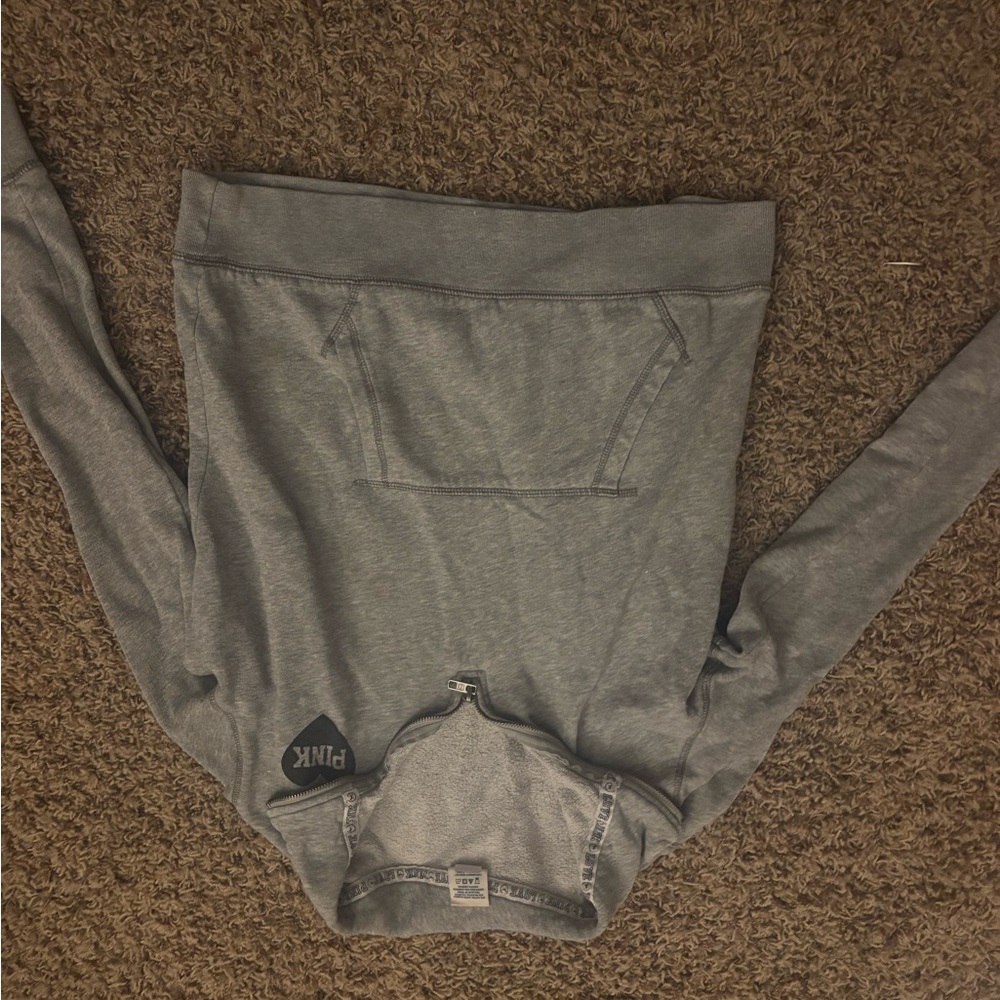 PINK Gray Half-Zip Hoodie